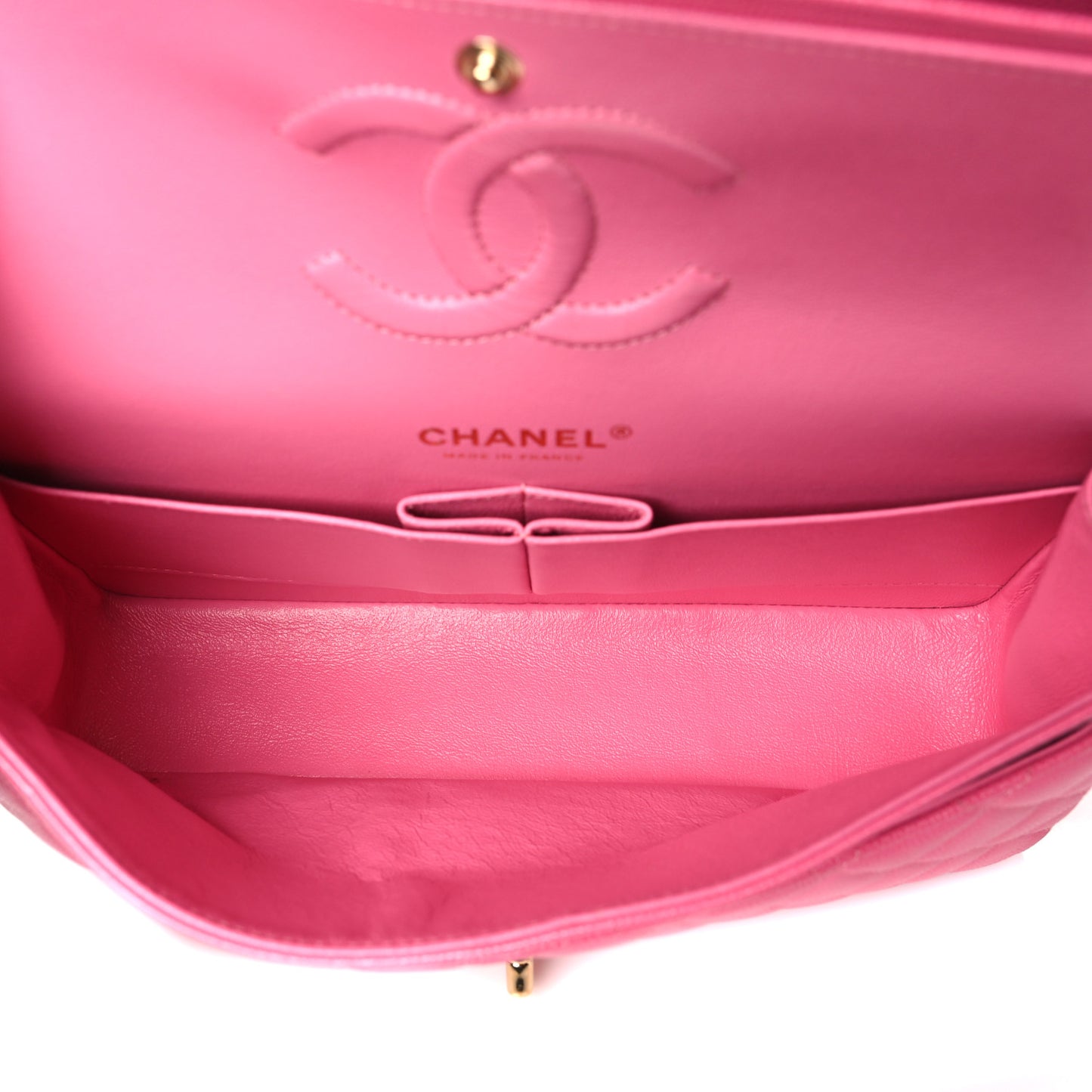 Caviar Quilted Medium Double Flap Pink