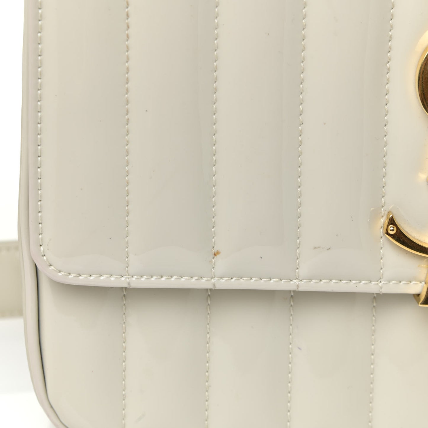 Patent Matelasse Monogram Large Vicky Chain Bag White