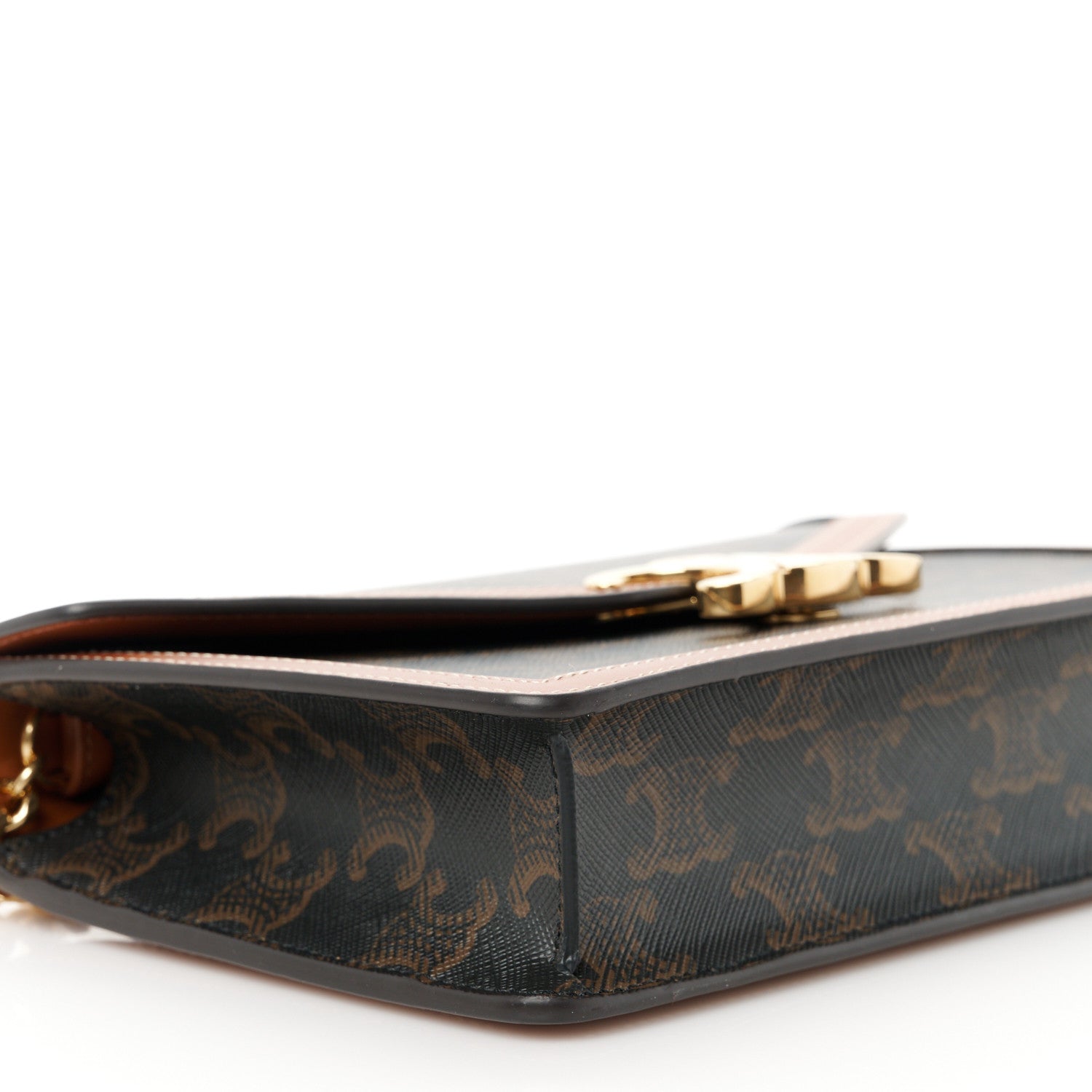 Celine Triomphe Canvas Calfskin Margo Wallet on Chain Tan 10 of 11