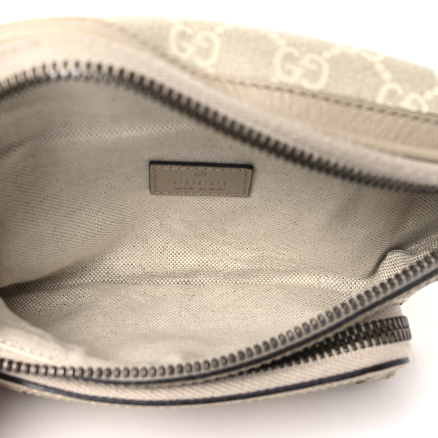 GG Supreme Monogram Textured Calfskin Web Retro Interlocking G Belt Bag Beige Mystic White Oatmeal