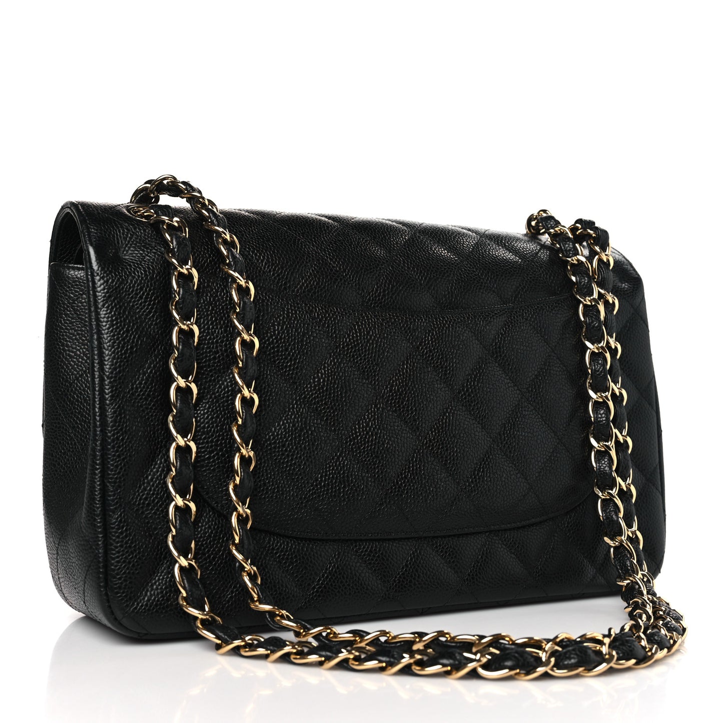Caviar Quilted Jumbo Double Flap Black
