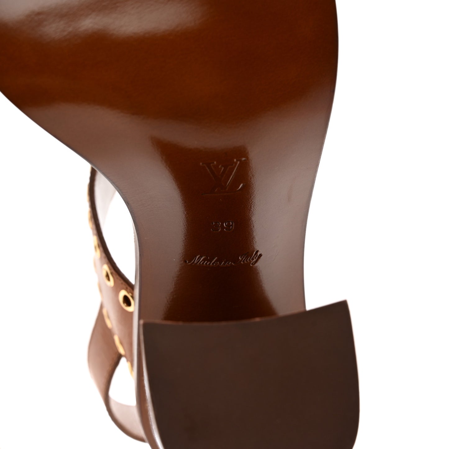Calfskin Monogram Passenger Heeled Sandals 39 Cognac