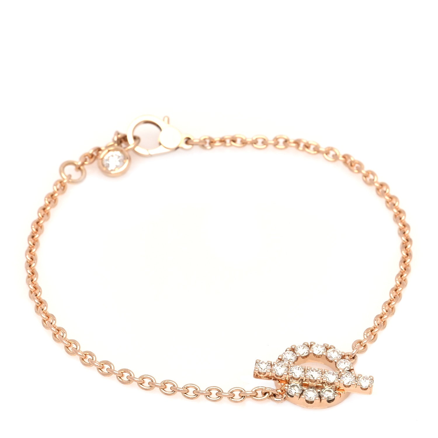 Hermes 18K Rose Gold Diamond Finesse Bracelet SH 1 of 5