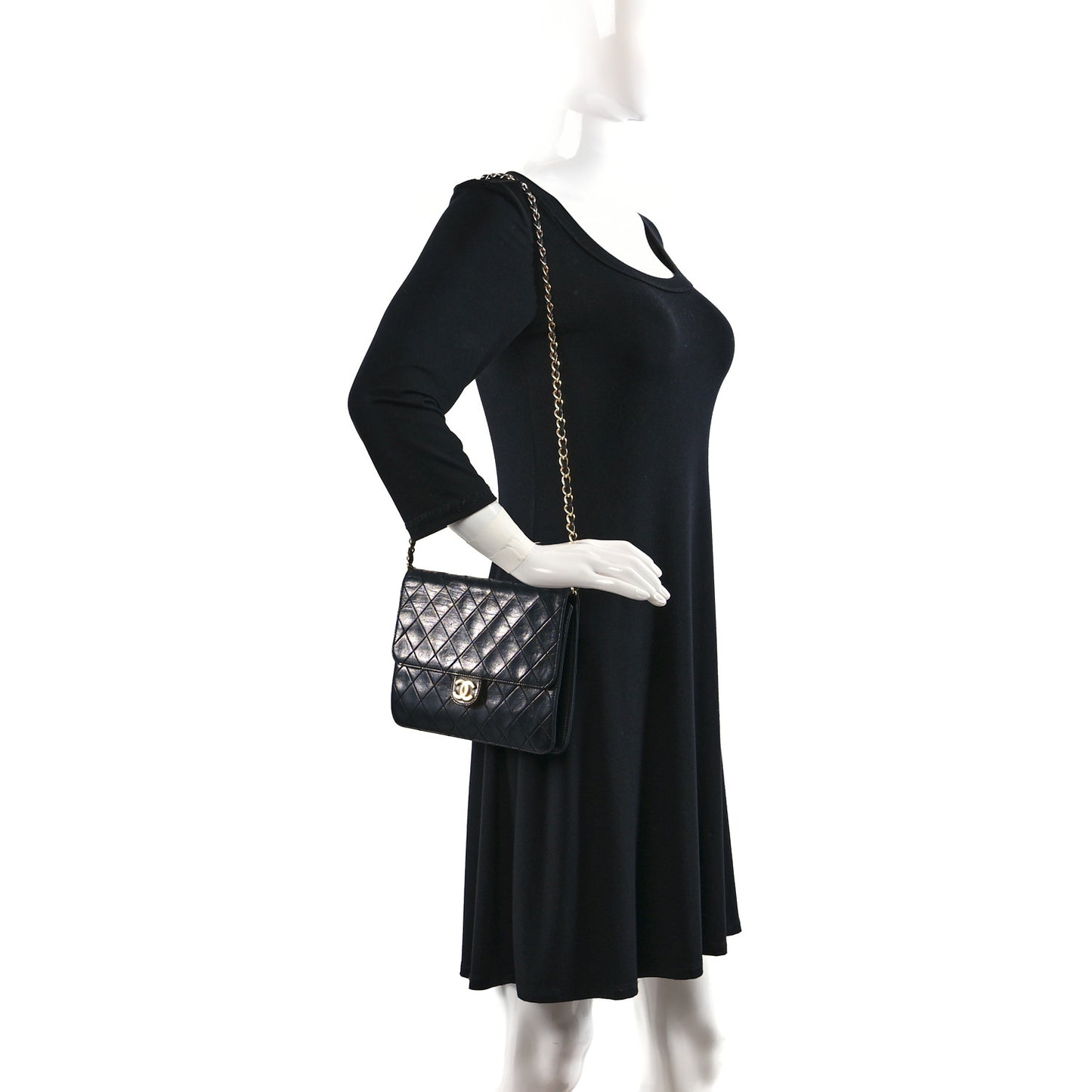 Lambskin Quilted Small Single Flap Bag Black