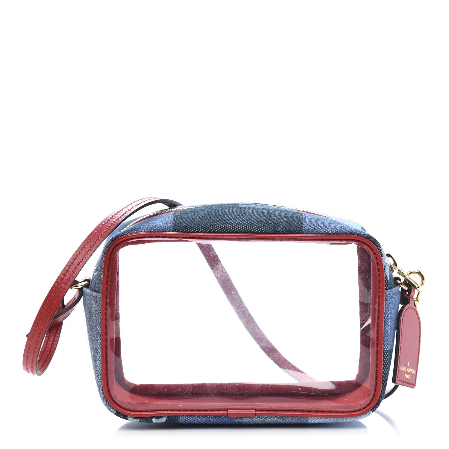 Louis Vuitton Denim Damier Monogram Patchwork PVC Beach Pouch Blue Rouge 1 of 12