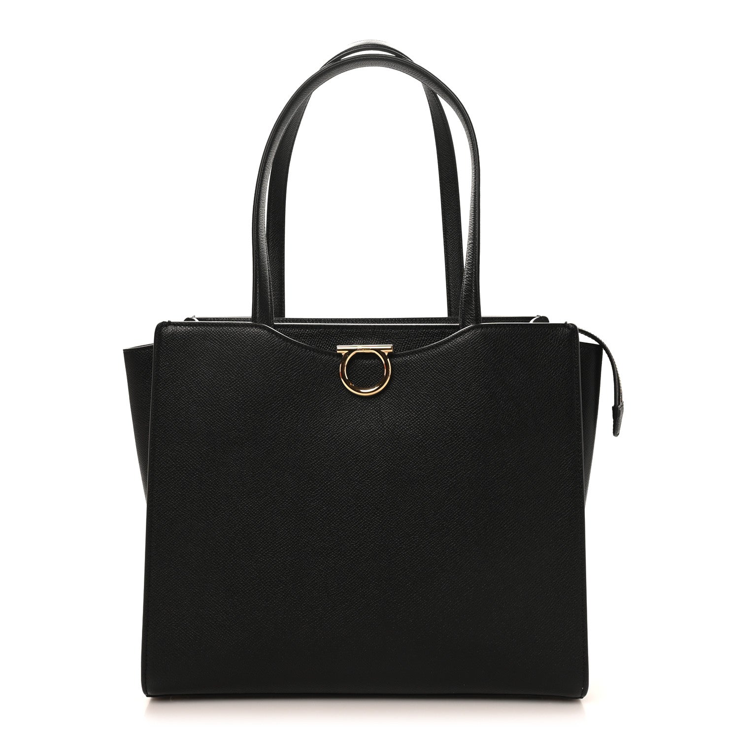 Salvatore Ferragamo Grainy Calfskin Gemini Tote Black 1879814