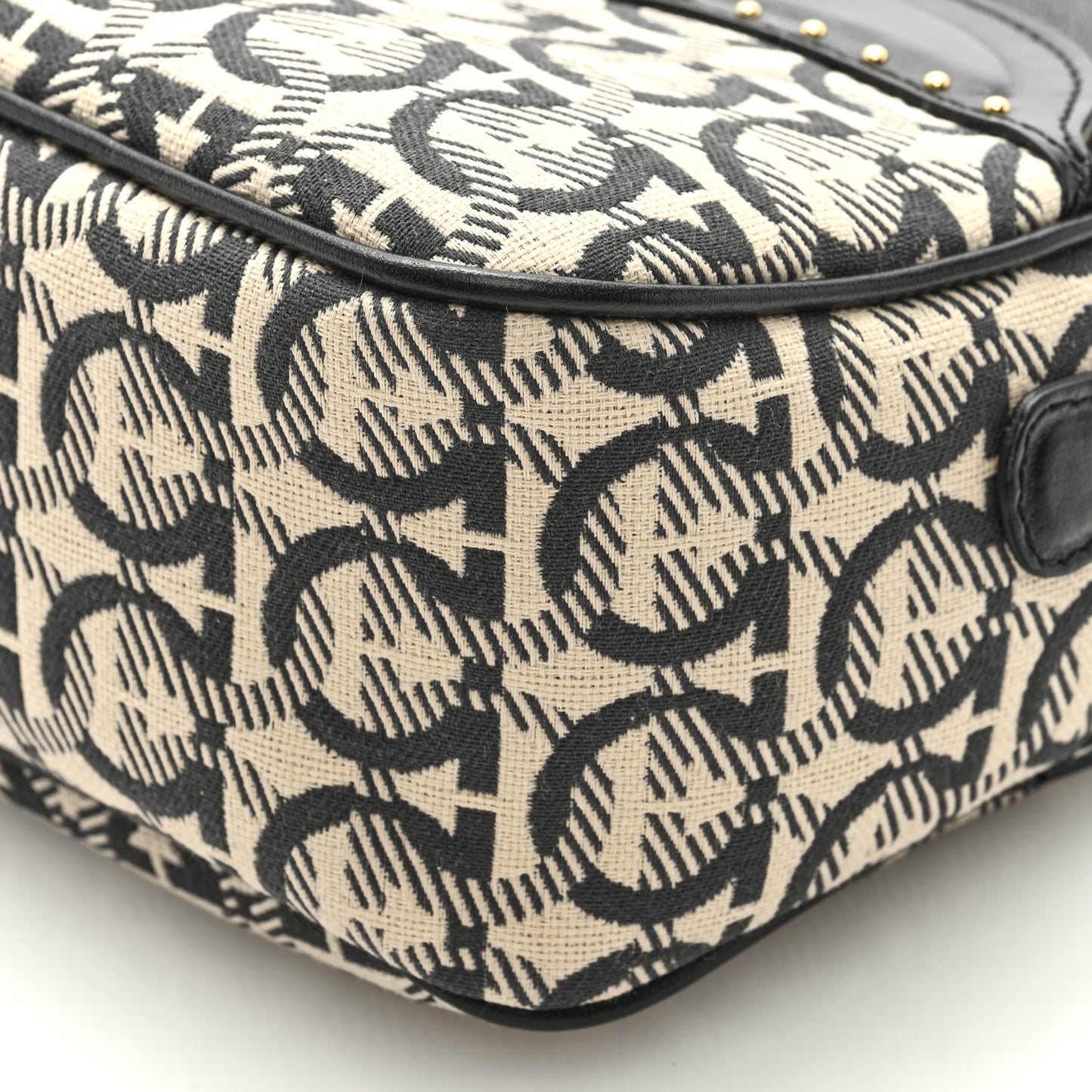 Canvas Calfskin Gancini Camera Bag Black Beige