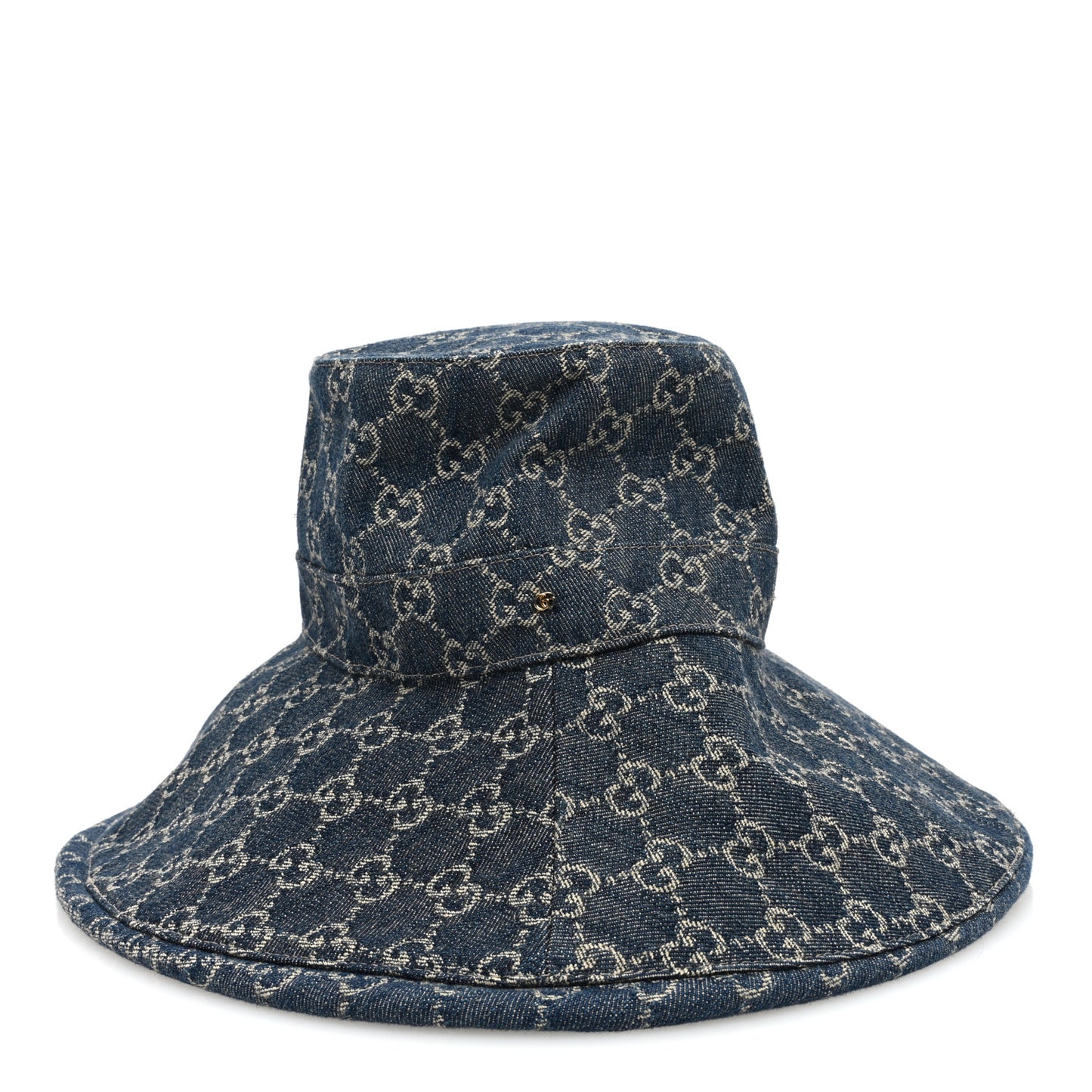 Denim GG Monogram Brim Hat XL Blue Ivory