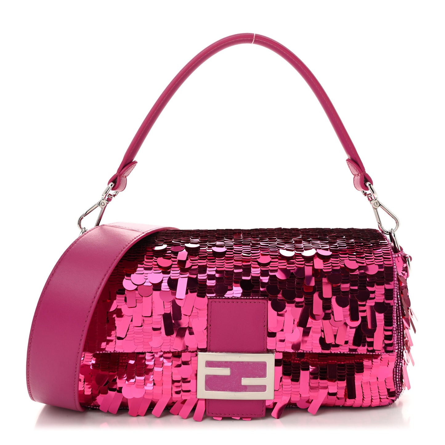 Sequin Paillettes Shiny Nappa Sex and the City Baguette Fuchsia Magenta
