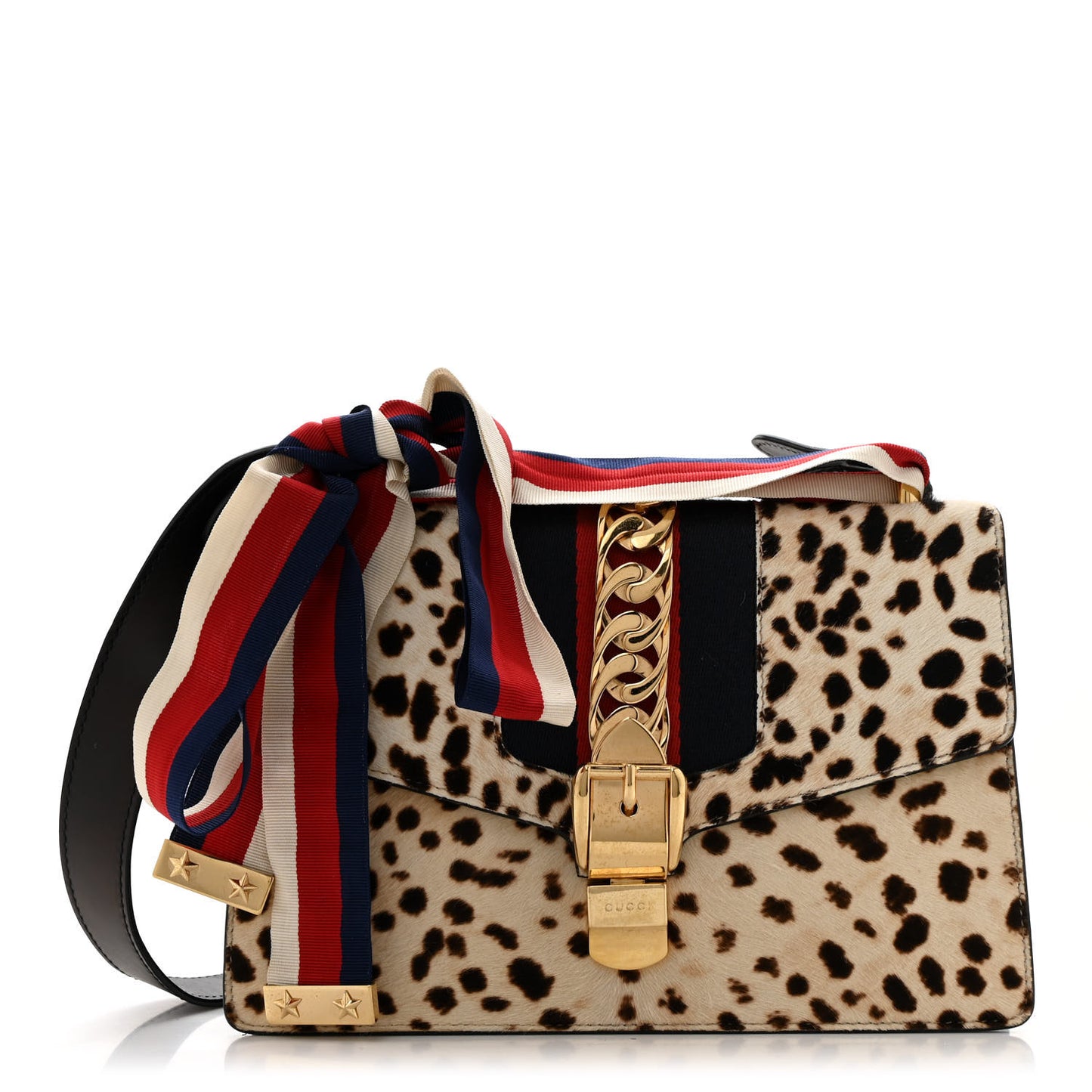 Calf Hair Leopard Print Small Sylvie Shoulder Bag Naturale Black