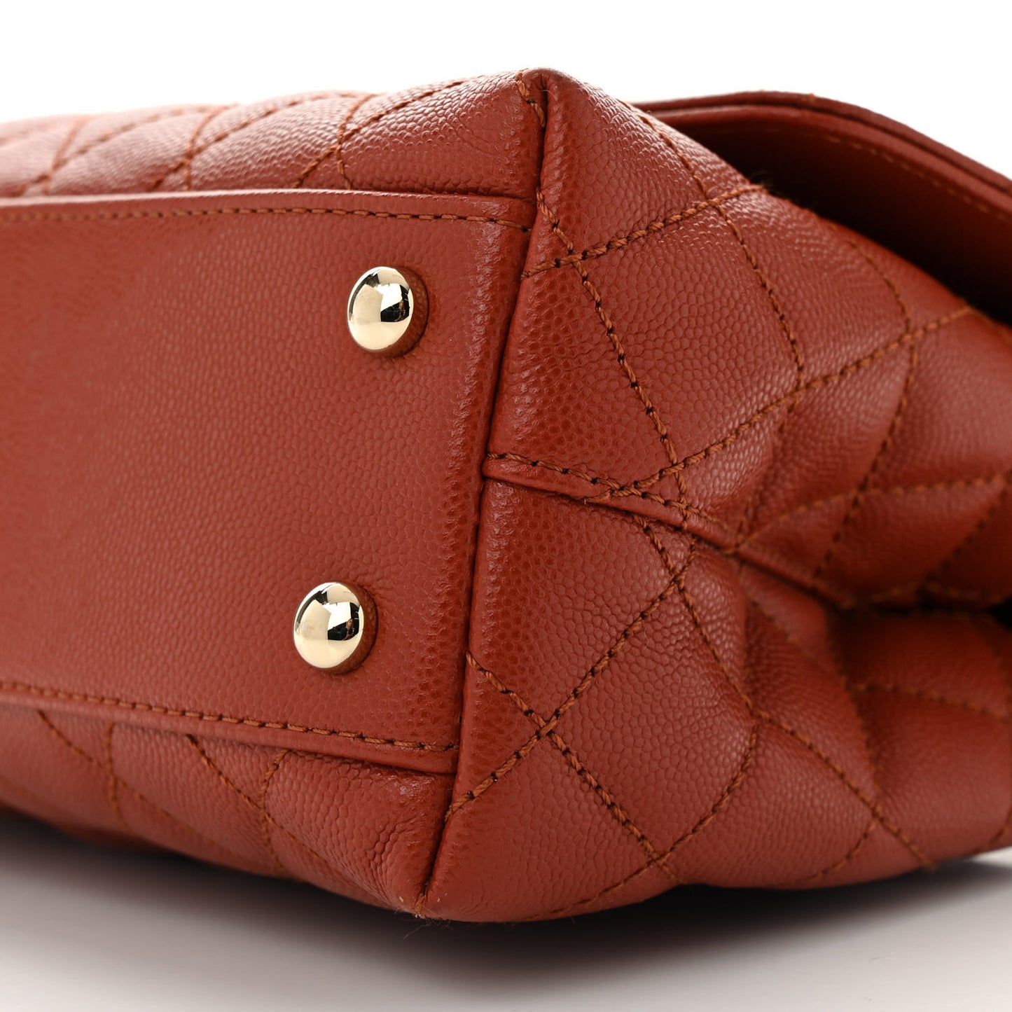 Caviar Quilted Mini Coco Handle Flap Dark Orange