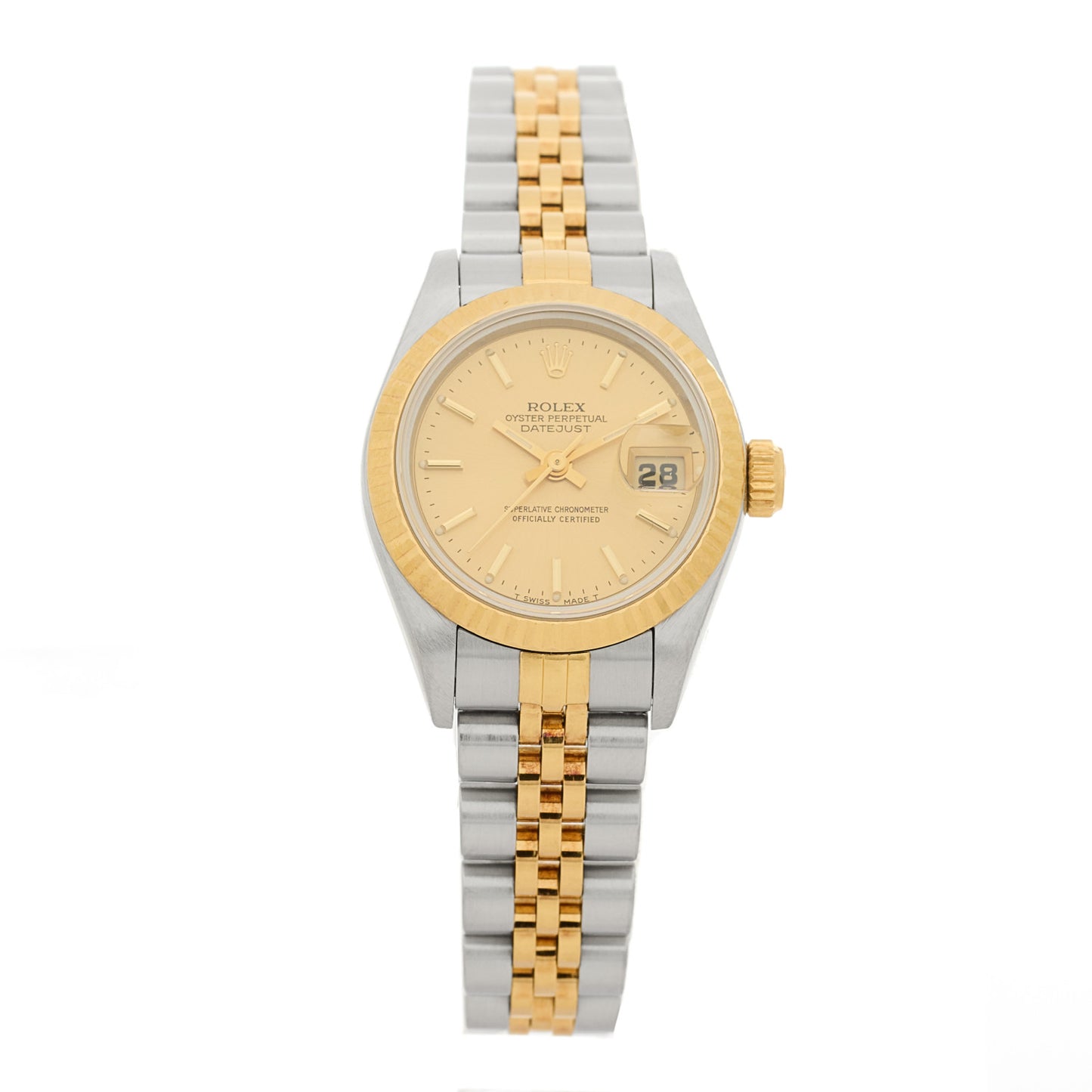 Stainless Steel 18K Yellow Gold 26mm Oyster Perpetual Datejust Watch Champagne 69173