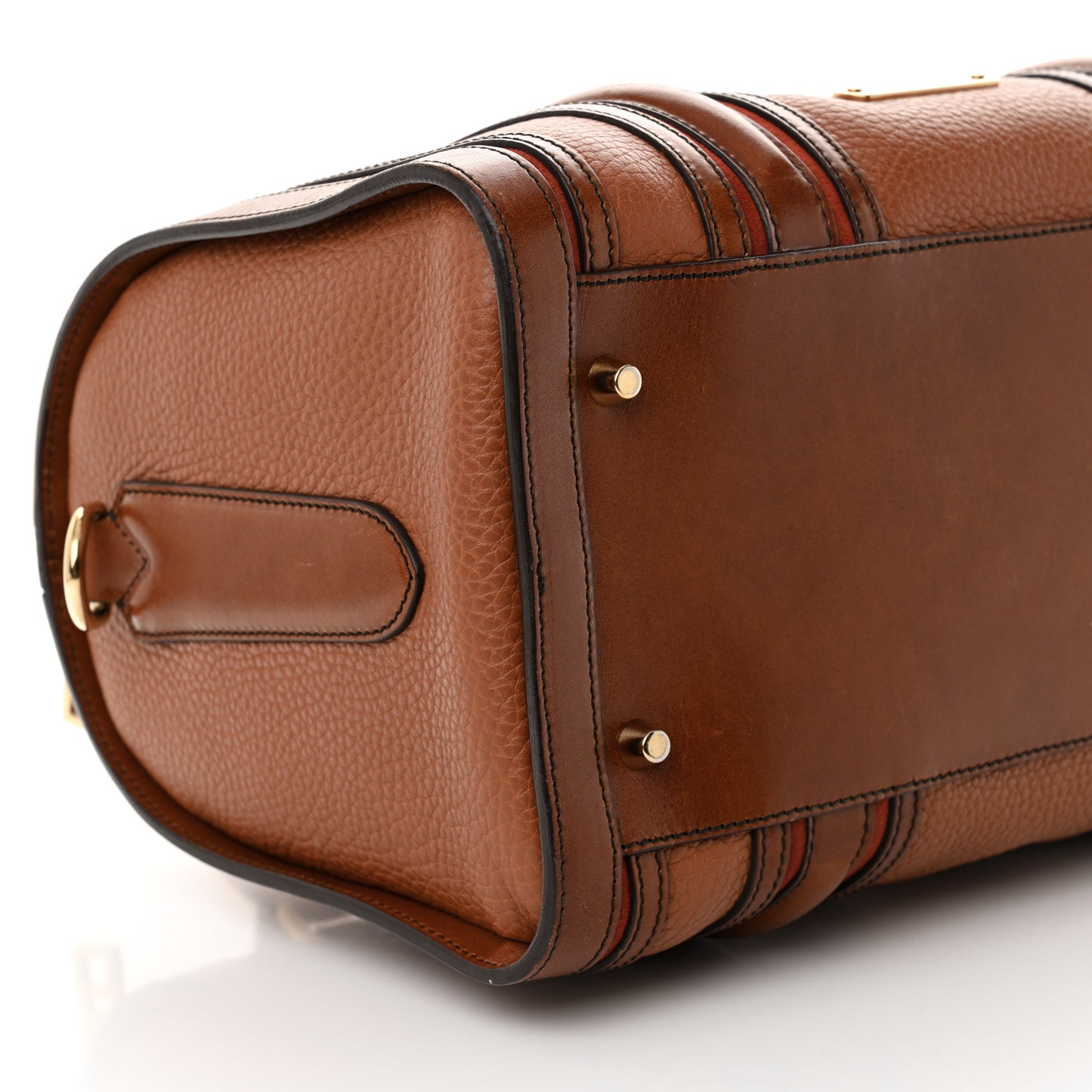 Grainy Calfskin Medium Alchester Bowling Bag Brown