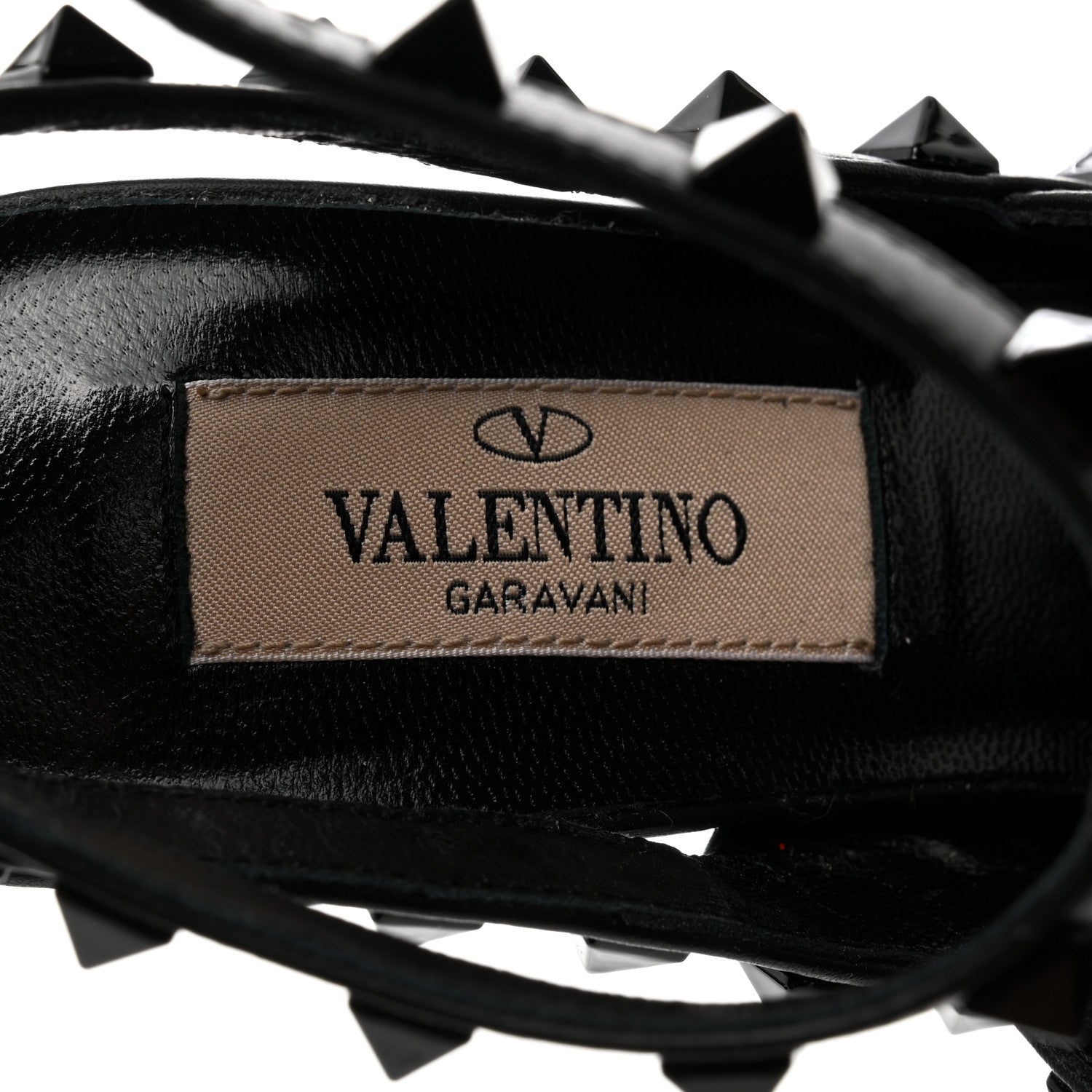 Valentino Garavani Calfskin Lacquered Monochrome Rockstud Ankle Strap 100mm Pumps 35.5 Black 7 of 8