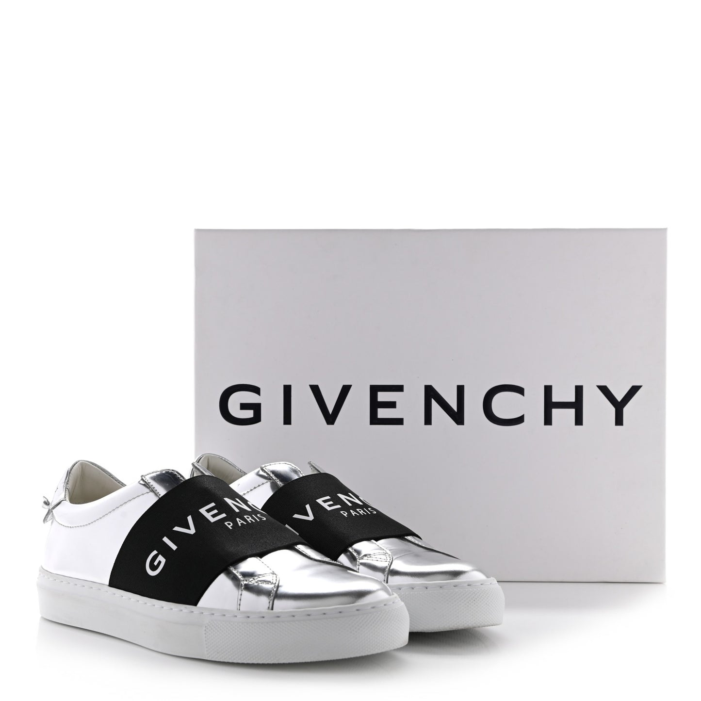 Calfskin Band Logo Womens Urban Street Sneakers 36.5 Silvery