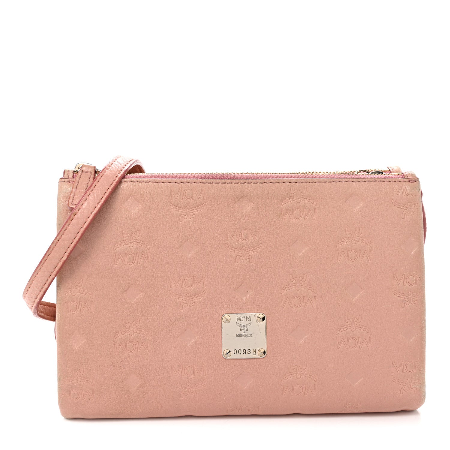 MCM Calfskin Ottomar Monogram Small Crossbody Zip Messenger Pouch