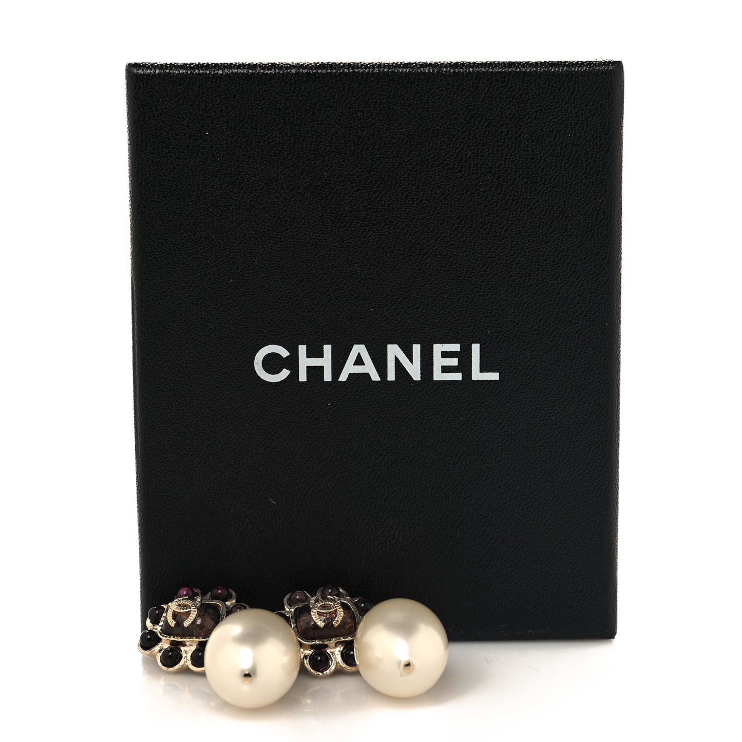 Pearl Gripoix CC Drop Clip On Earrings Gold Multicolor