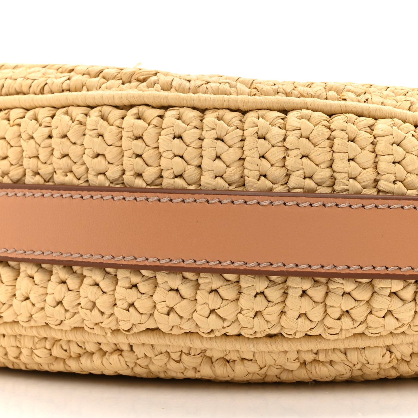 Yarn Raffia Effect Crochet Arque Shoulder Bag Natural