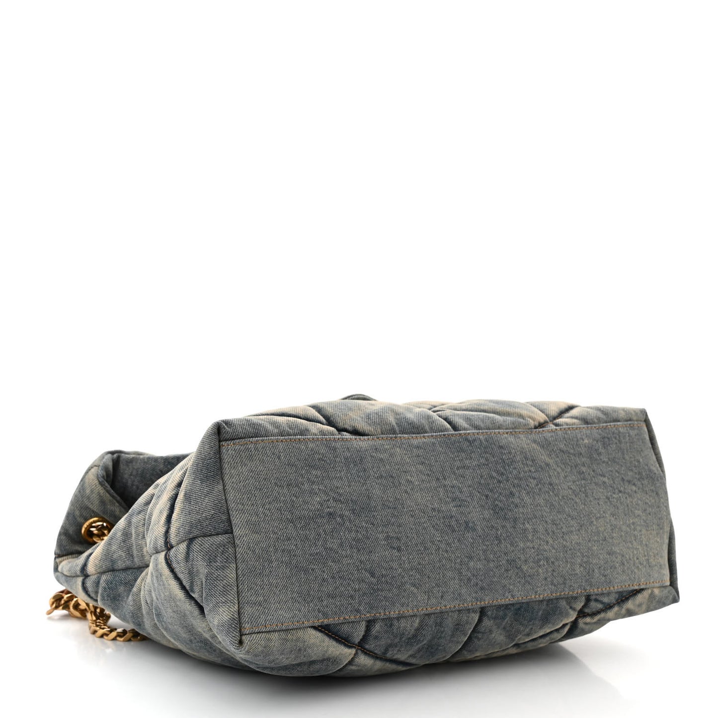 Denim Quilted Medium Loulou Puffer Monogram Chain Satchel Blue Cinnamon