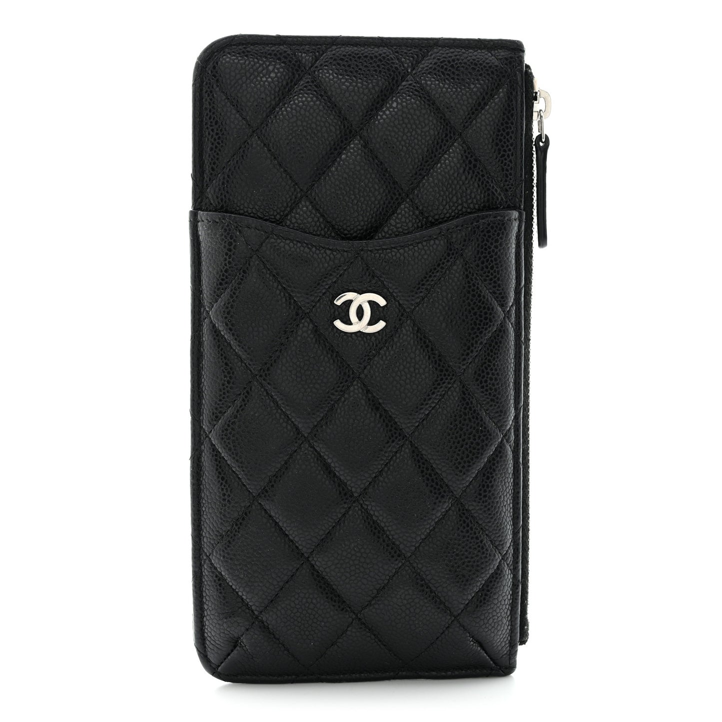 Caviar Quilted Classic Flat Wallet Pouch Black