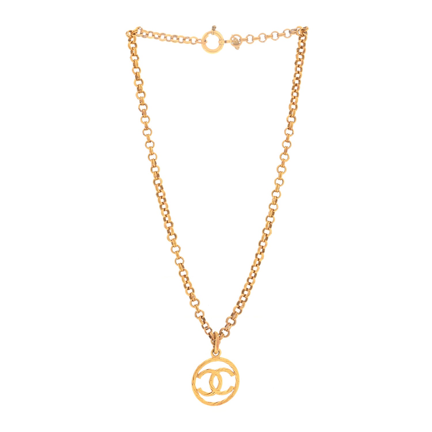 Chanel Metal Twisted CC Medallion Chain Necklace Gold 3 of 4