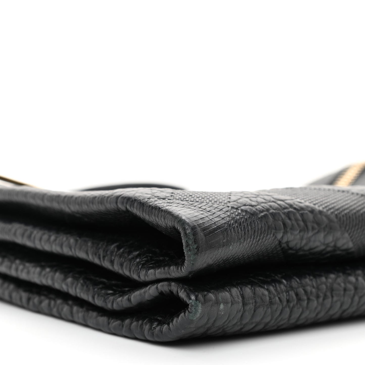 Signature Grain Calfskin Check Embossed Medium Balmoral Clutch Bag Black