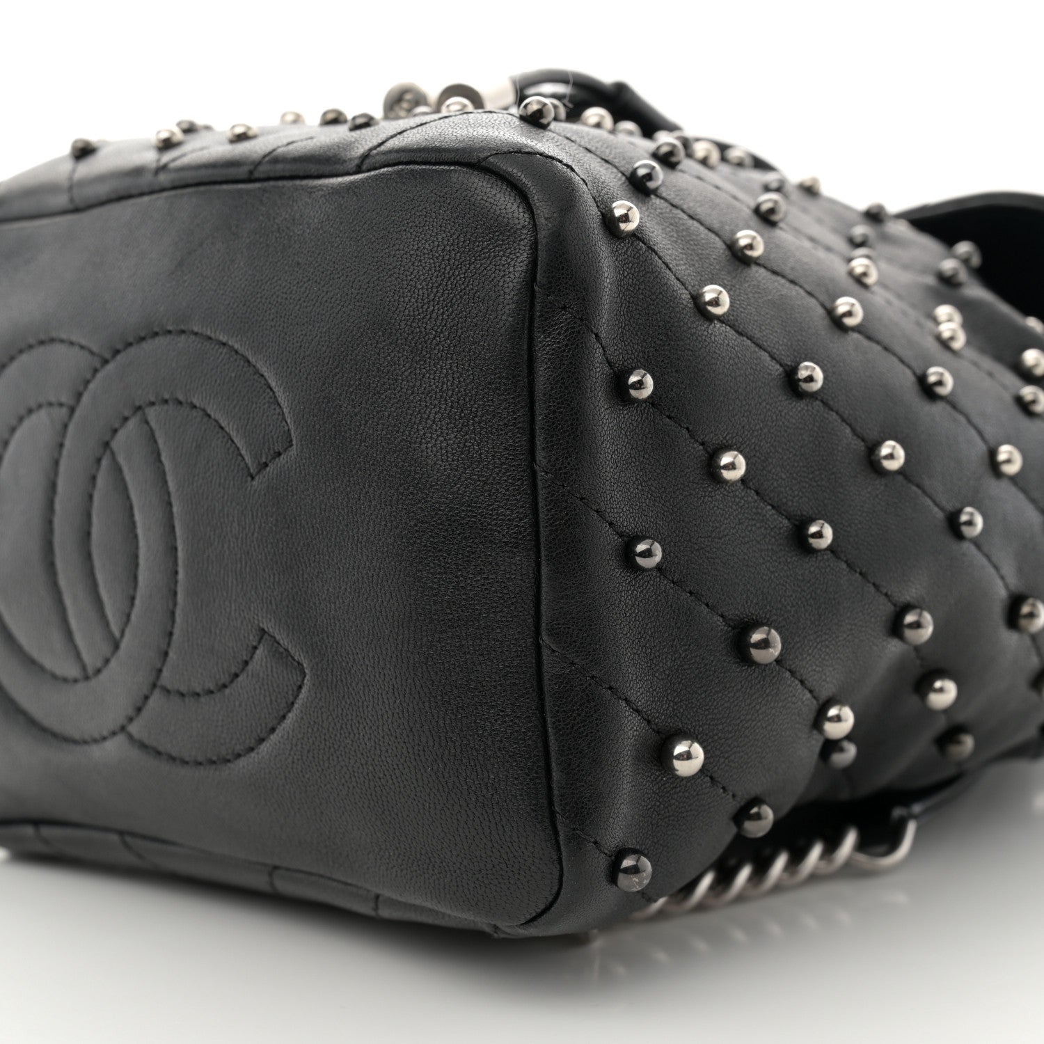 Chanel Lambskin Chevron Quilted Studded Stud Wars Backpack Black 10 of 10