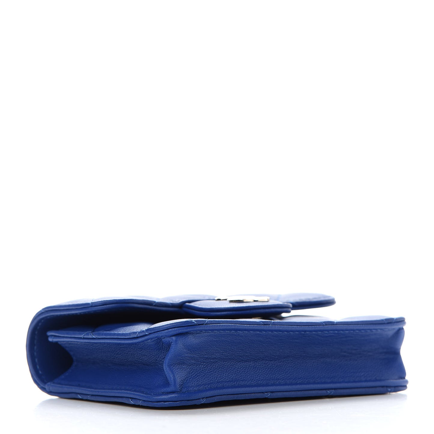 Lambskin Quilted Top Handle Flap Coin Purse With Chain Blue