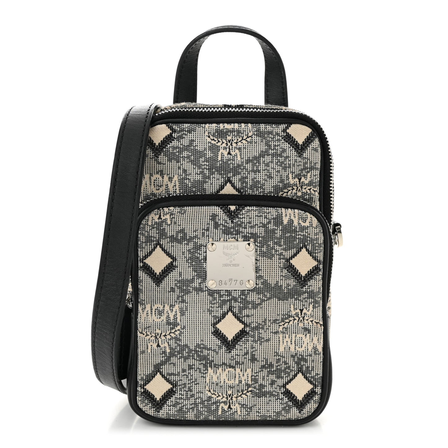Vintage Jacquard Monogram Crossbody Bag Grey