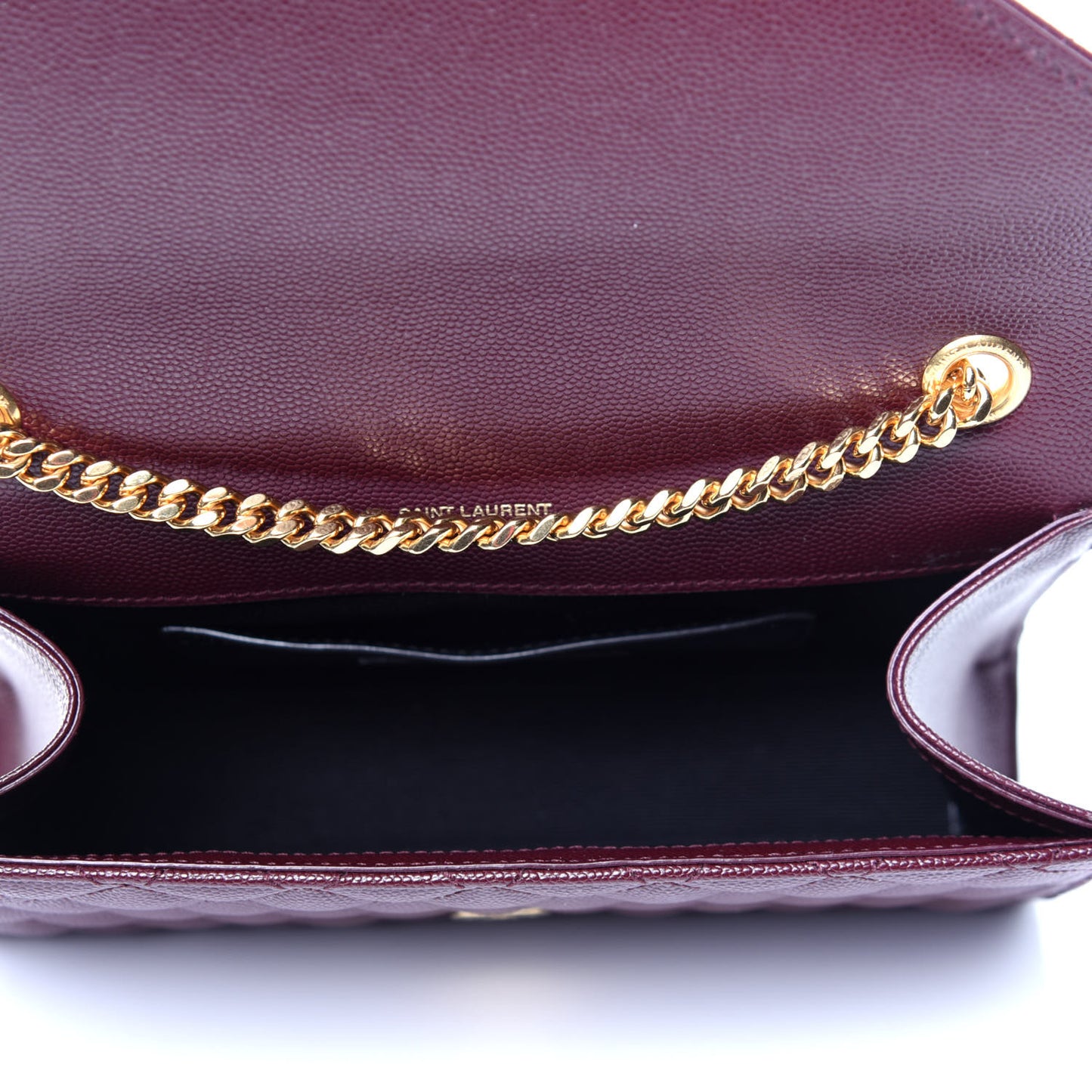 Grain De Poudre Textured Mixed Matelasse Triquilt Small Monogram Satchel Burgundy
