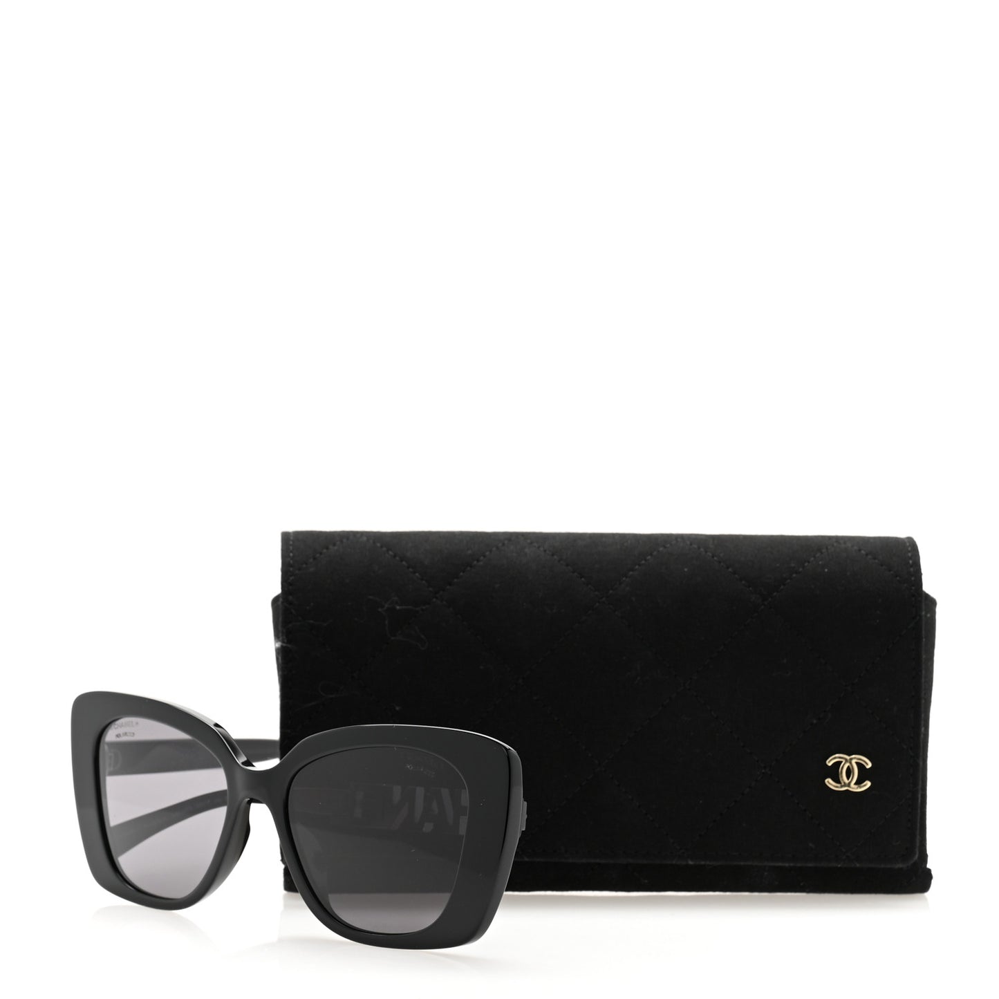 Acetate Strass Polarized Square Sunglasses 5422-B-A Black