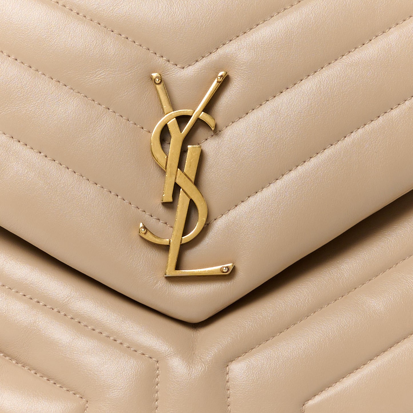 Calfskin Y Quilted Monogram Medium Loulou Chain Satchel Dark Beige