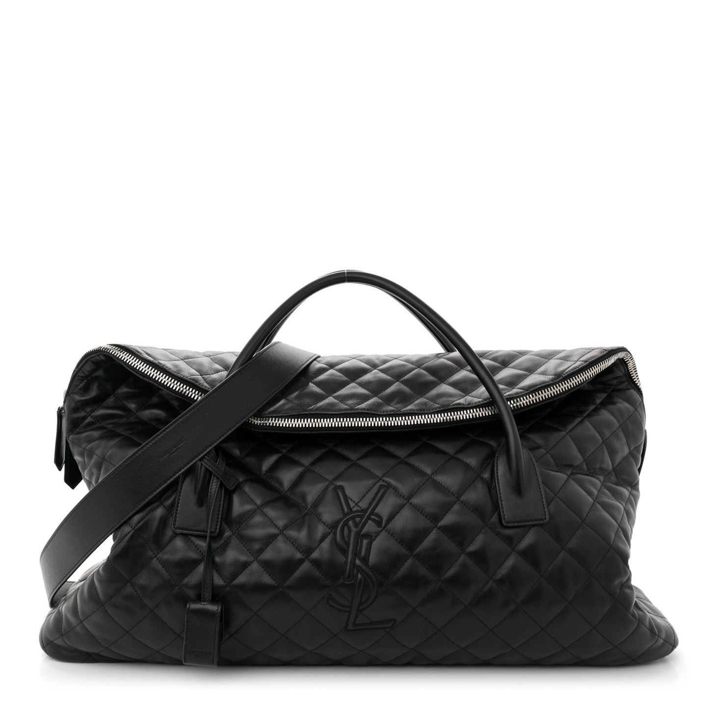 Calfskin Quilted ES Giant Travel Bag Black