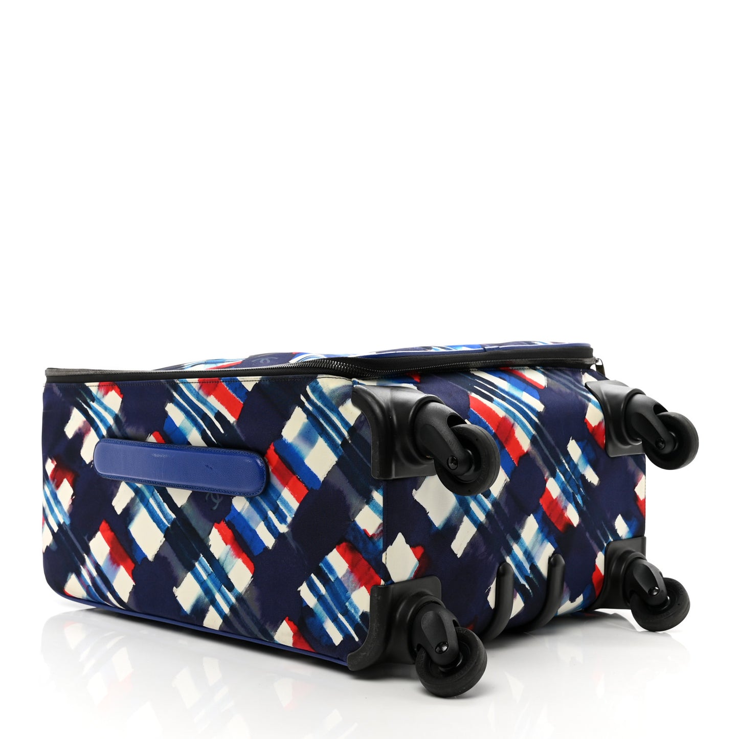 Nylon Airline Printed Coco Case Trolley White Navy Blue Red