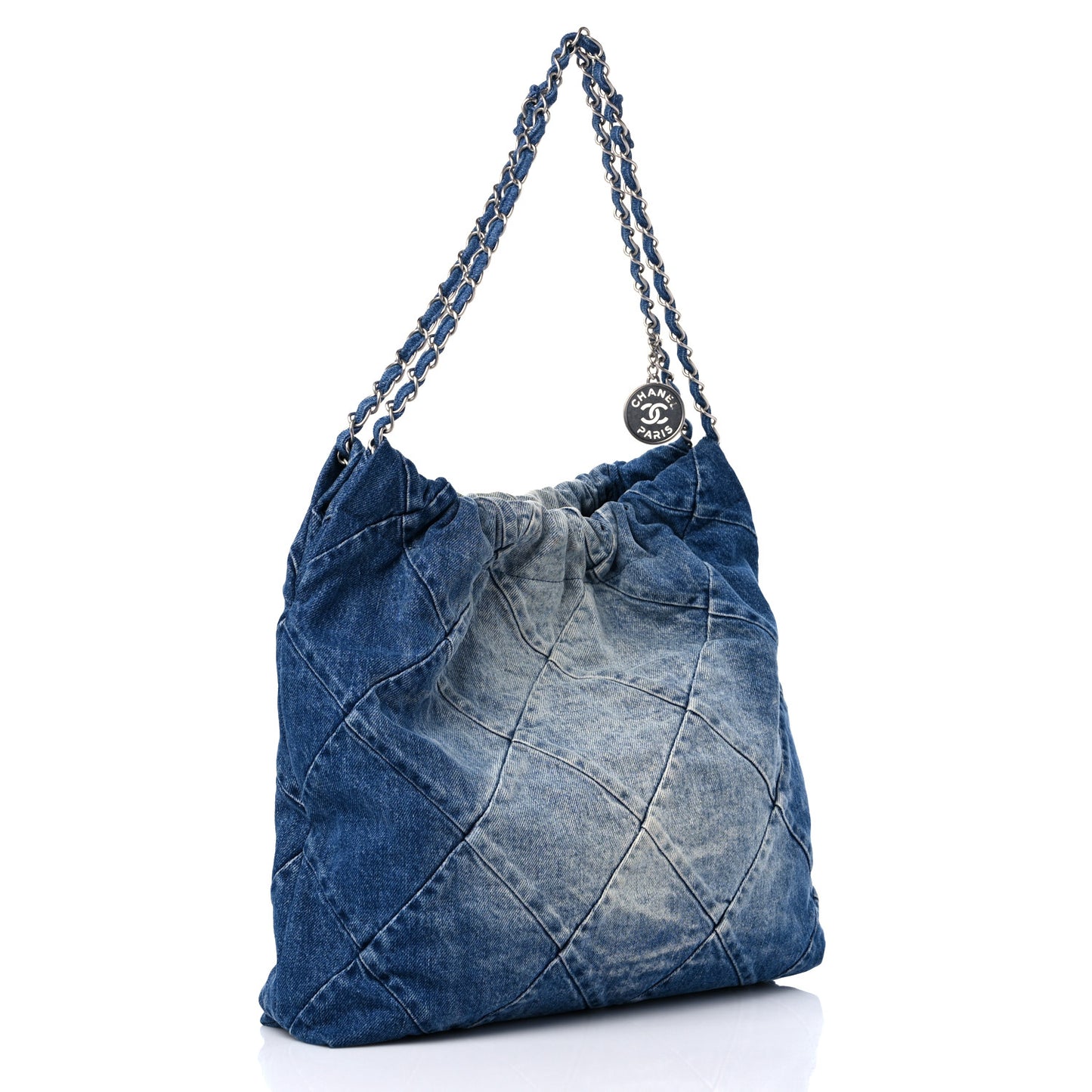 Denim Quilted Chanel 22 Blue