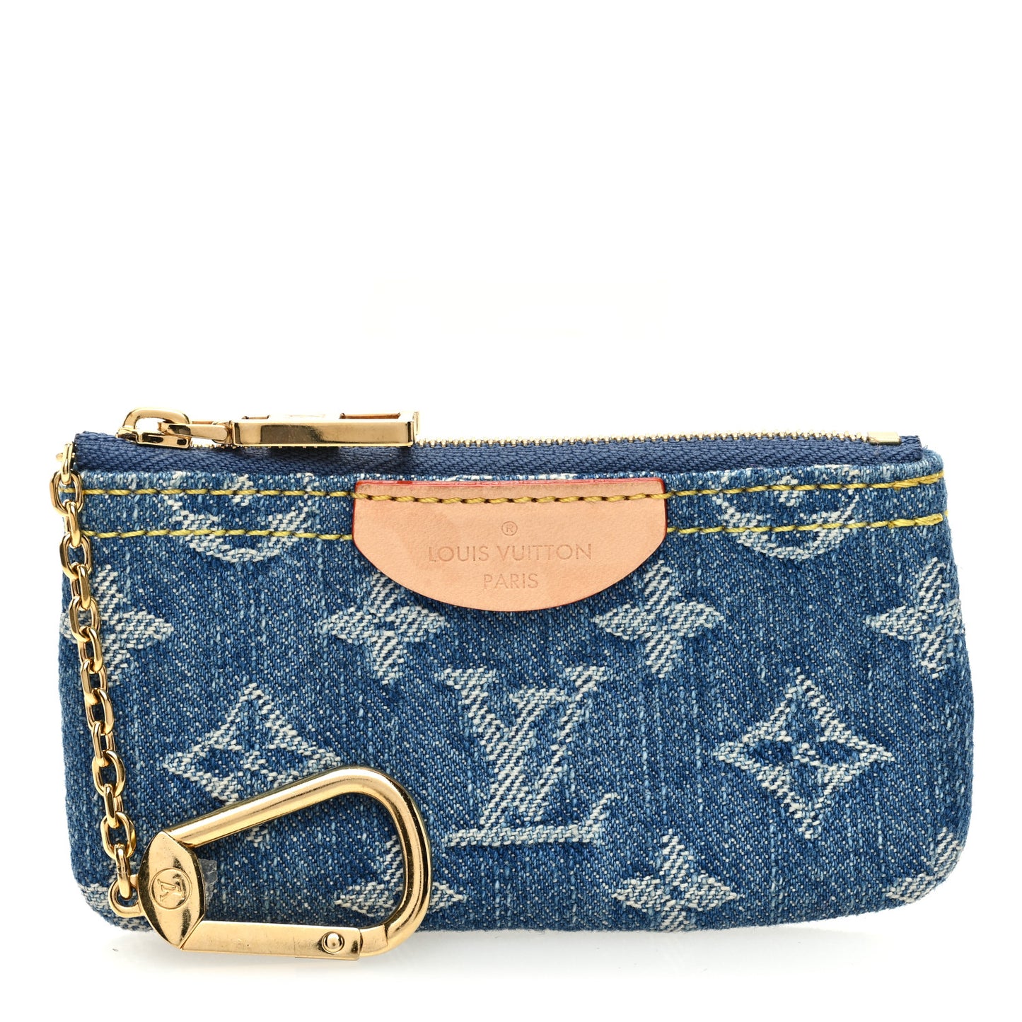 Monogram Denim Key Pouch Denim Blue