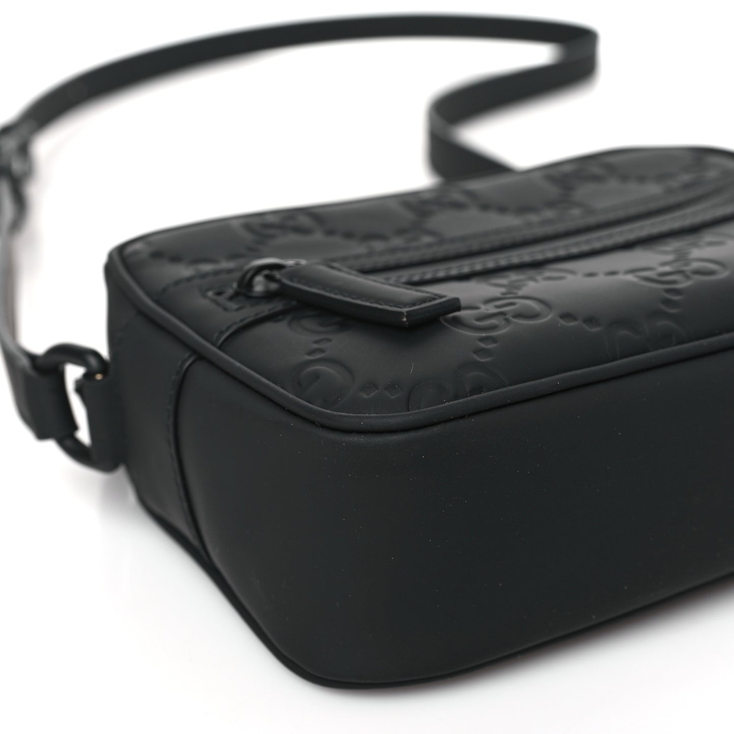 Rubber Effect Calfskin GG Mini Crossbody Bag Black