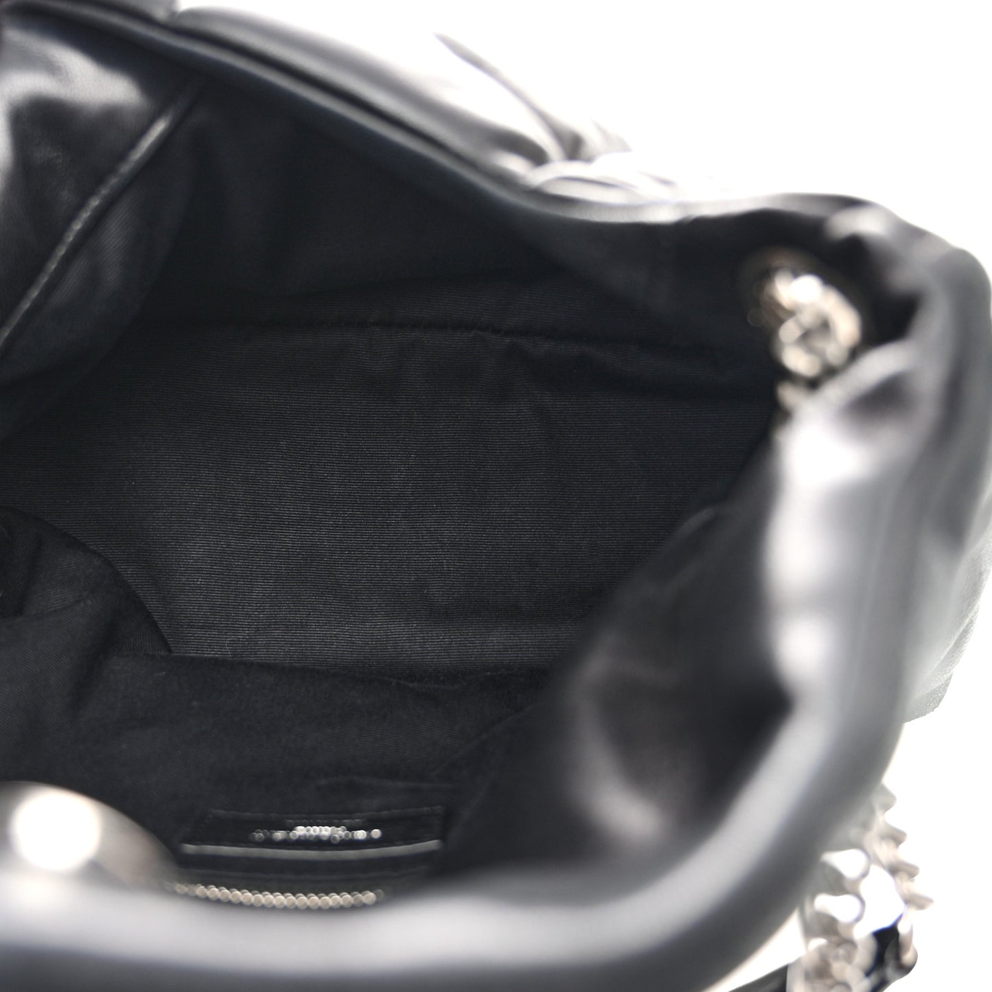 Lambskin Quilted Small Loulou Puffer Monogram Chain Satchel Black