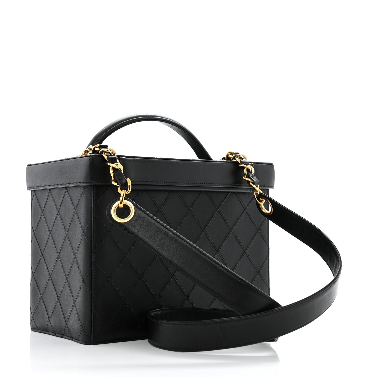 Calfskin Stitch Vanity Case Black