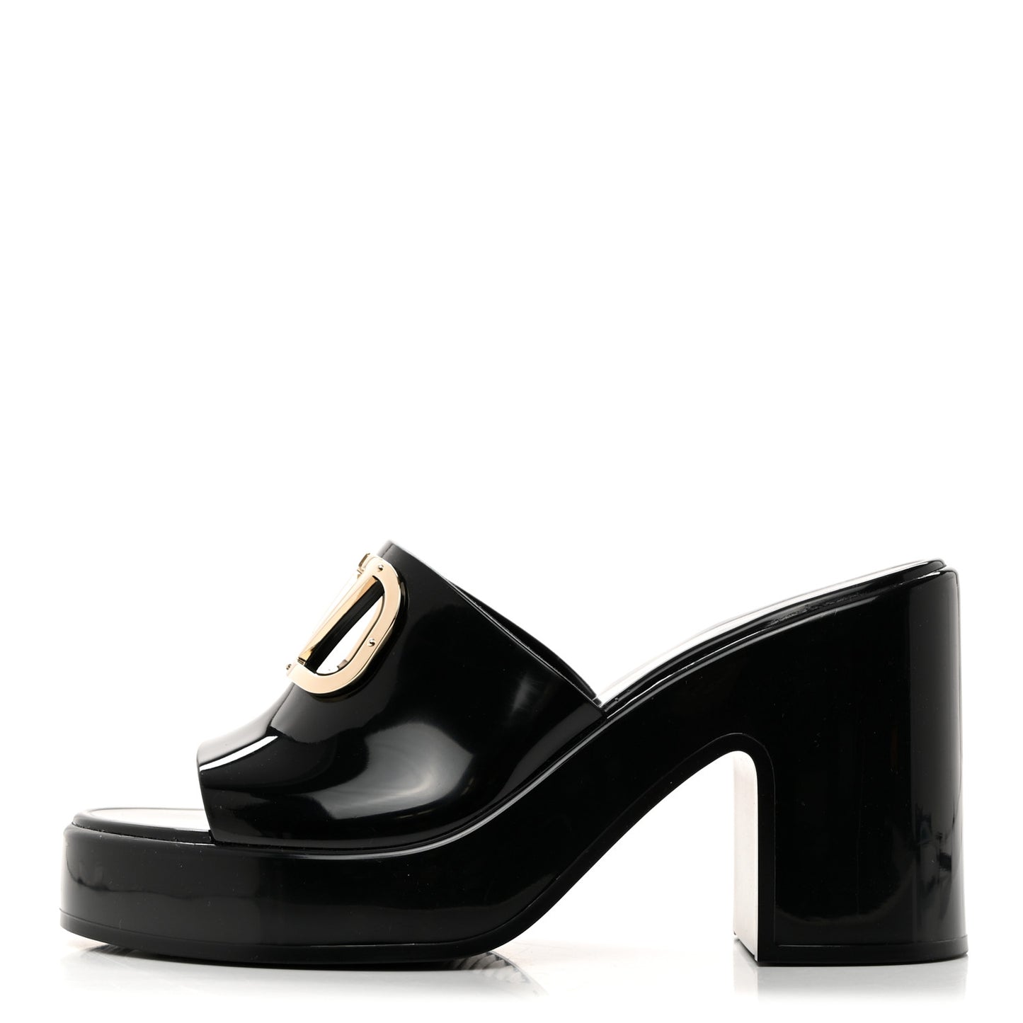 Rubber VLogo PM Platform Slide Sandals 36 Black