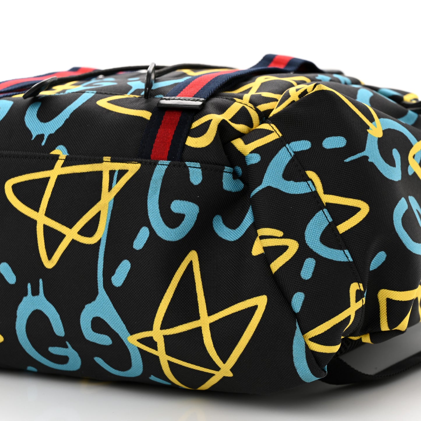 Techno Canvas GucciGhost Double Buckle Backpack Black New Acquamarine