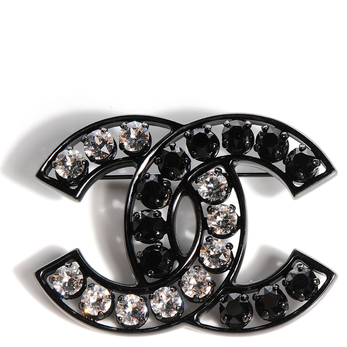 Crystal CC Brooch Black