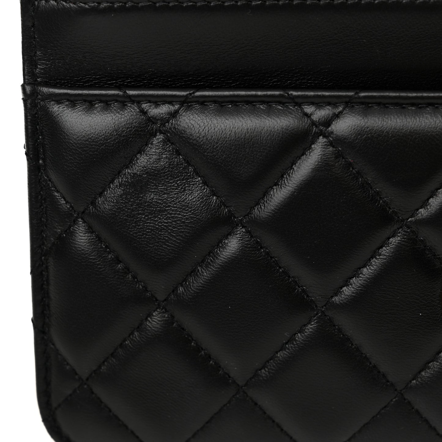 Lambskin Quilted Chain Around Wallet On Chain WOC Black