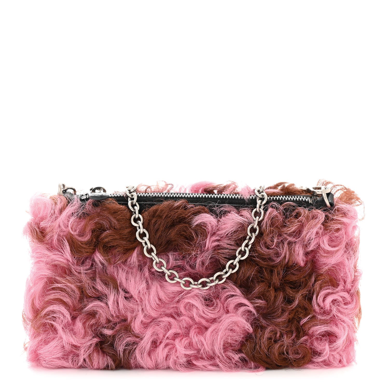 Prada Montone Shearling Chain Bag Begonia Cammello 1 of 11