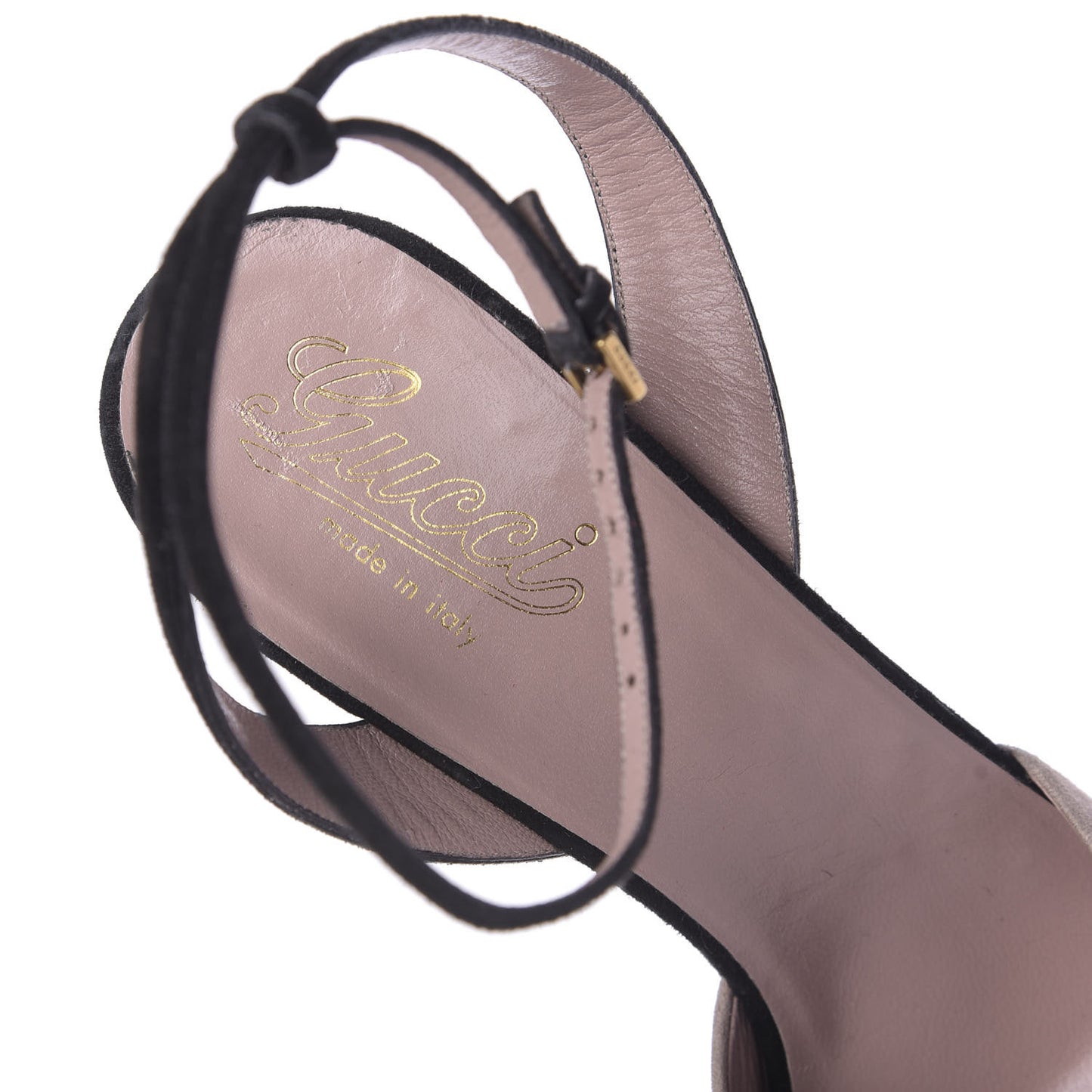 Suede Platform Ankle Strap Wedge 40 Pink Black