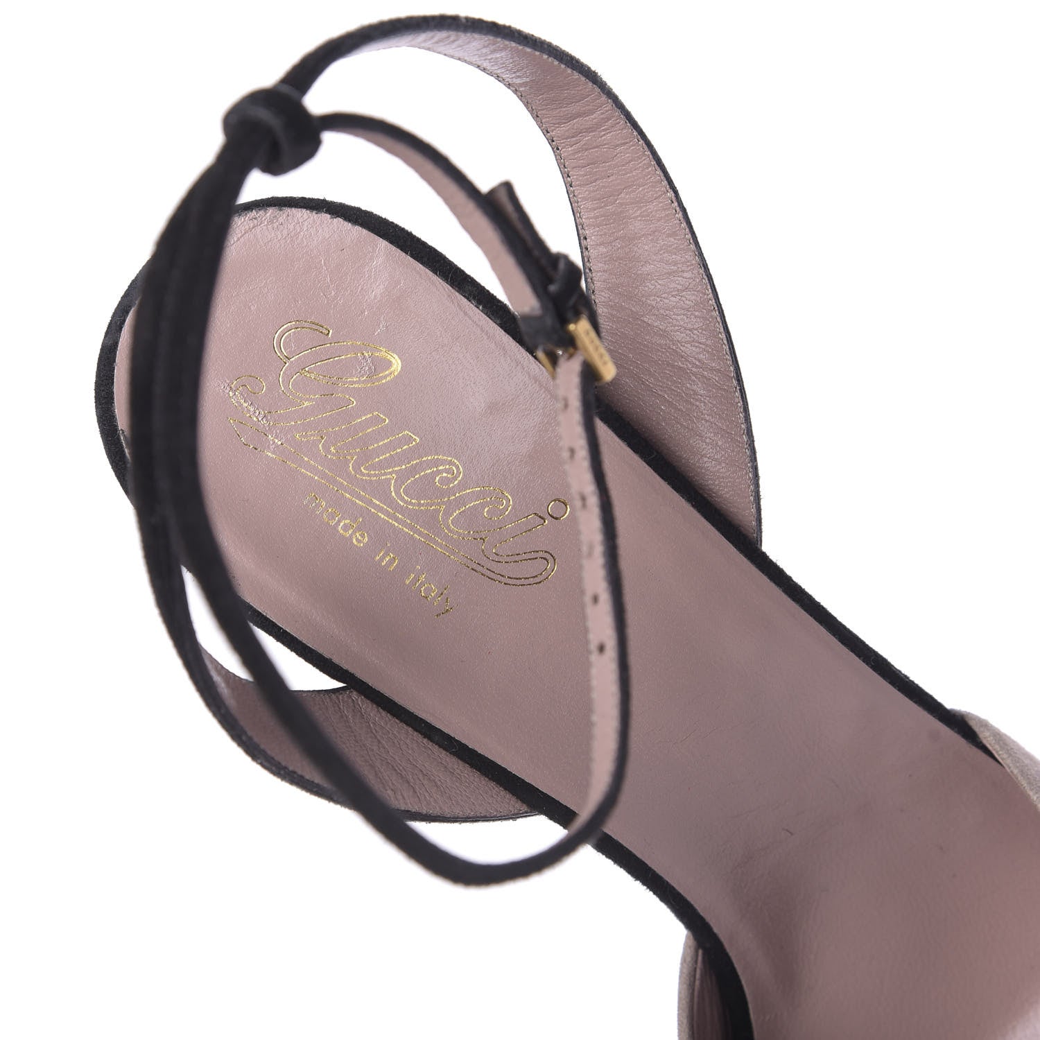 Gucci Suede Platform Ankle Strap Wedge 40 Pink Black 8 of 9