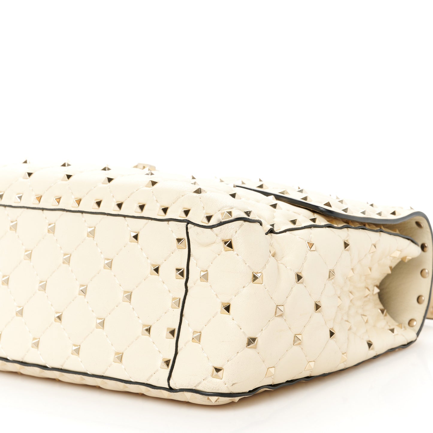 Nappa Large Rockstud Spike Shoulder Bag Light Ivory