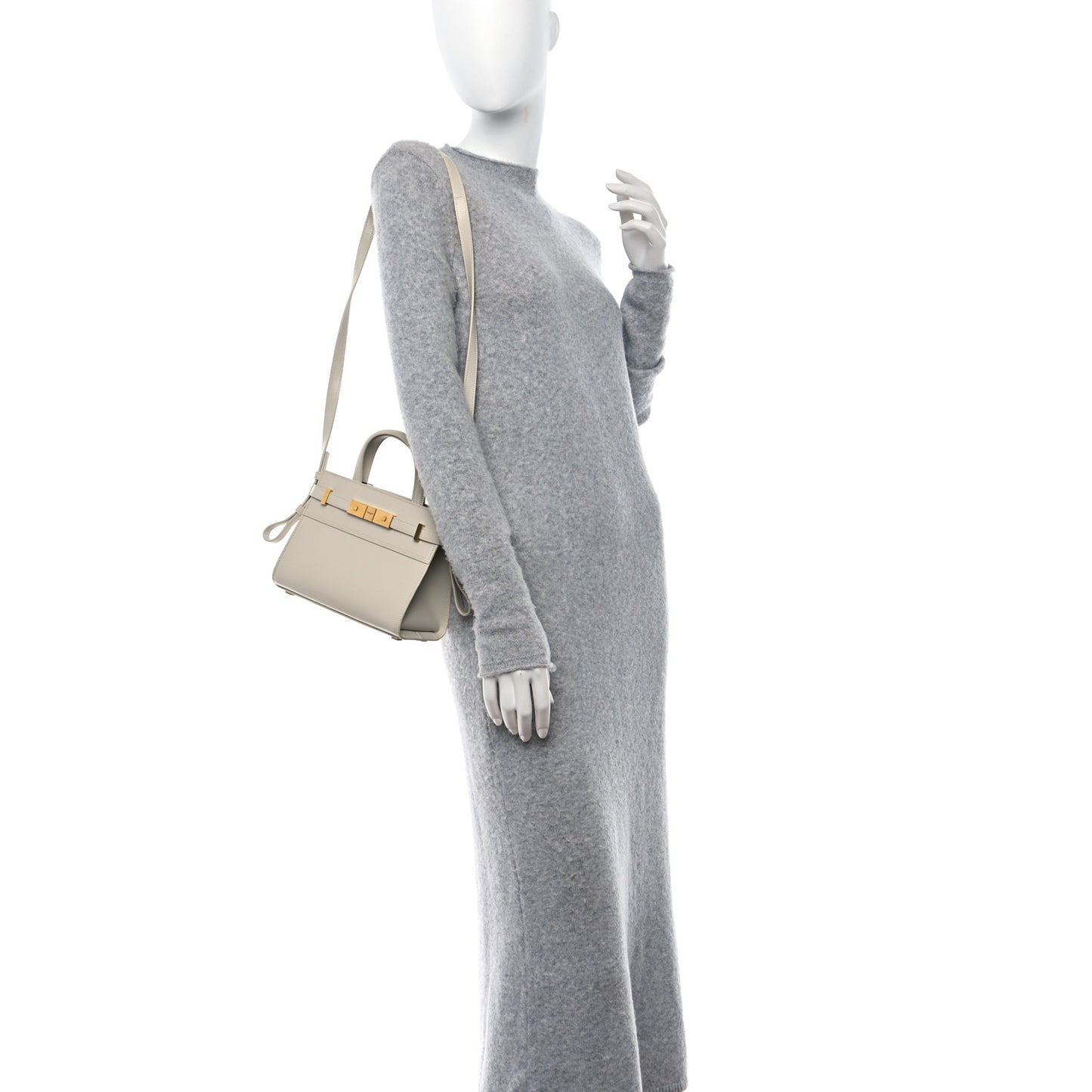 Smooth Calfskin Nano Manhattan Shopper Tote Crema Soft