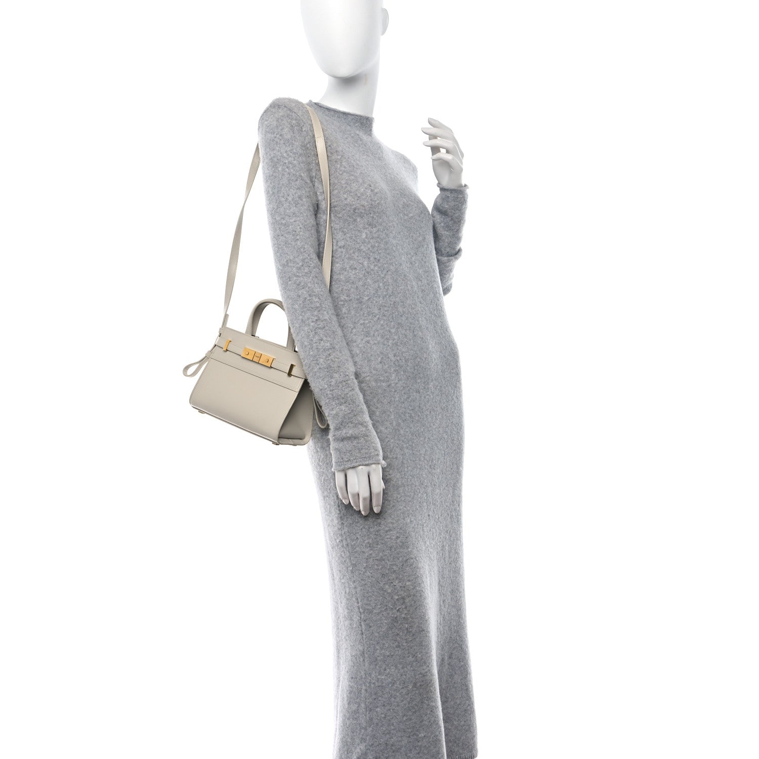 Saint Laurent Smooth Calfskin Nano Manhattan Shopper Tote Crema Soft 2 of 9