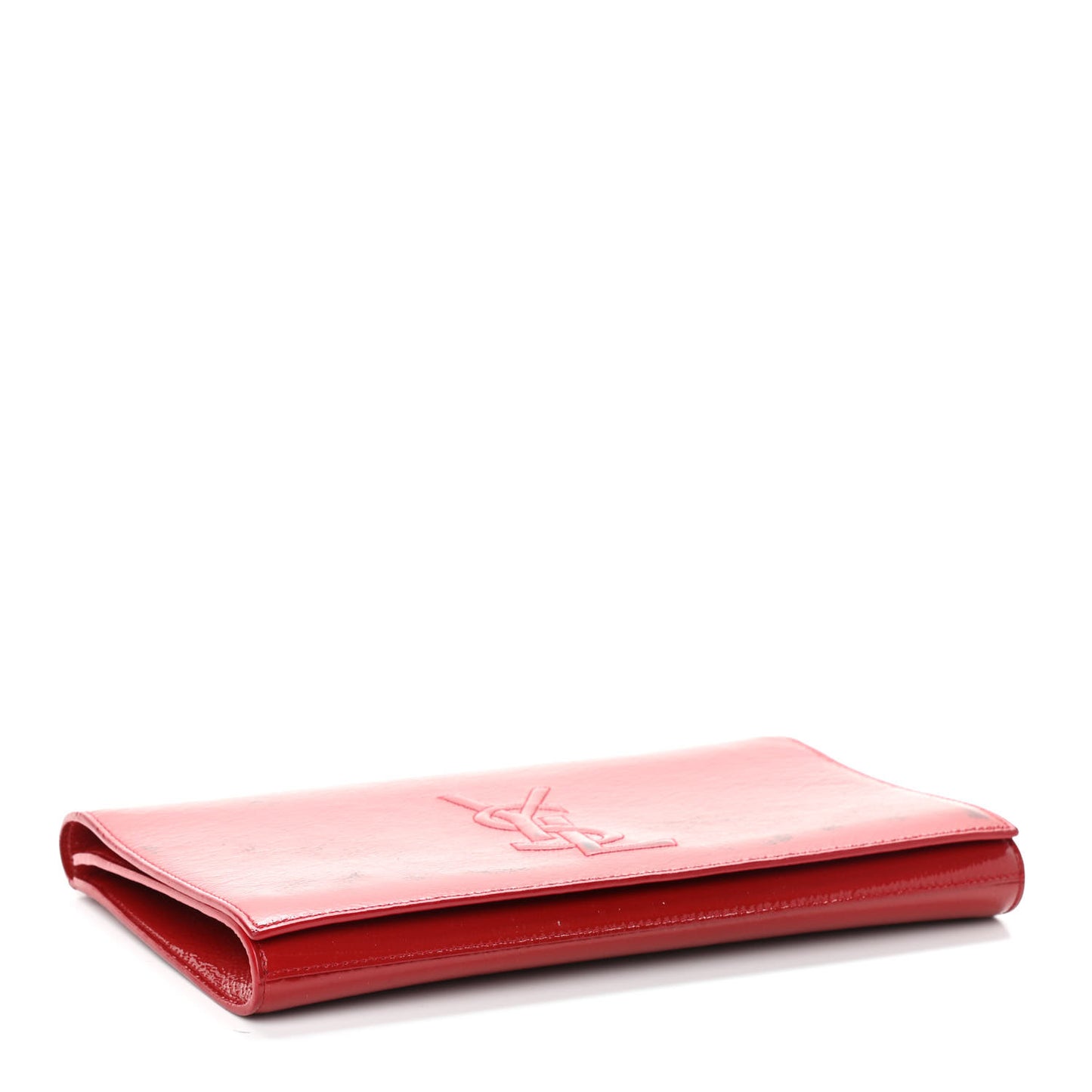 Textured Patent Monogram Large Belle De Jour Clutch Red